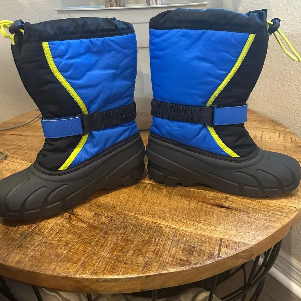 Sorel Youth Flurry Snow Winter Boots Size 3 Waterproof Insulated Blue/Black New